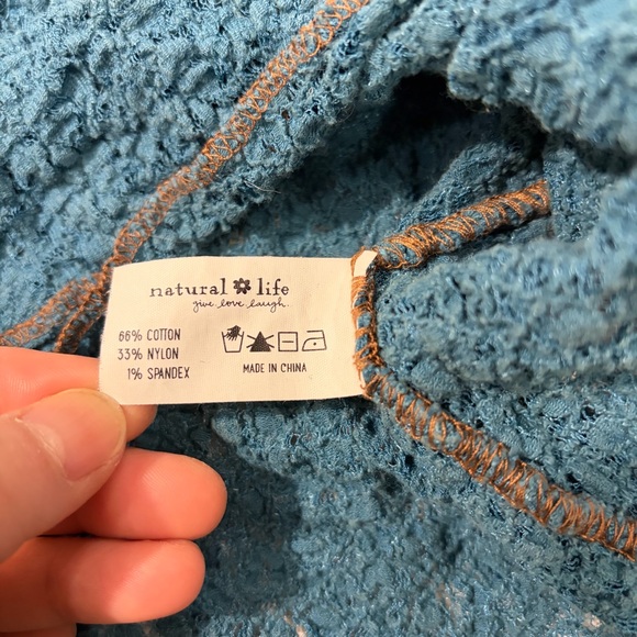 Natural Life Ashley Lace Top Blue Sz Large Forest Fairy Semi Sheer Cottagecore - Picture 6 of 8